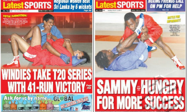 SAMBO on the front pages of Trinidad and Tobago newspapers